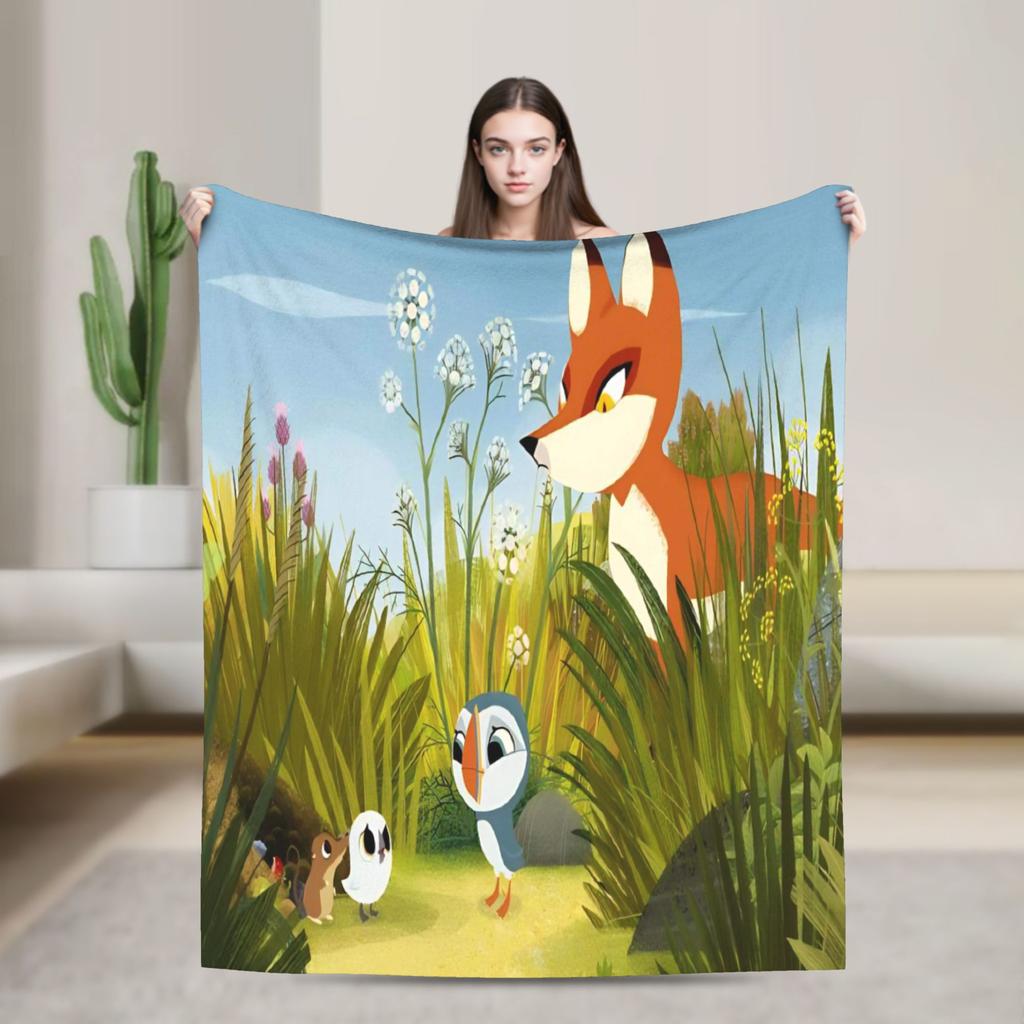 Puffins Rocks Plush Blankets Students Flannel Throw Blanket For Home Decor Soft Warm Design Quality Bedspread Birthday Present