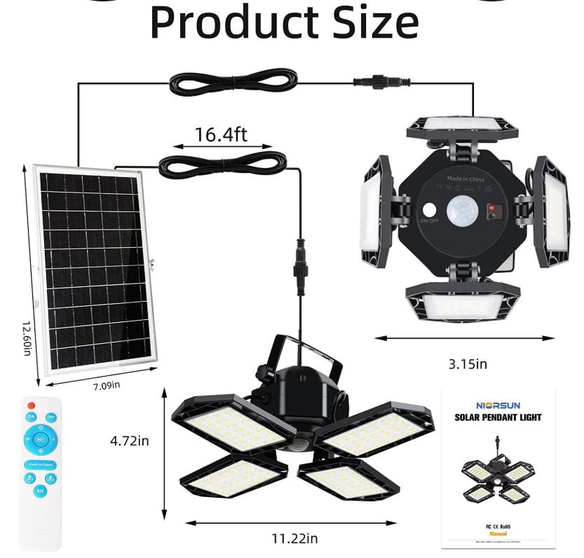 Solar-Garagenlicht Faltbar Vierblättrig LED Wasserdicht Radar Körpererkennung Verformbar Industriell Bergbau Hofbeleuchtung