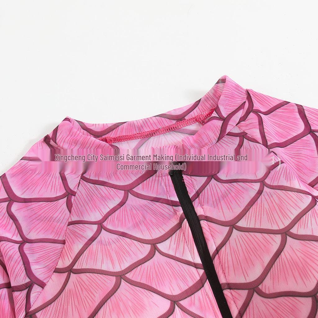 Russian Fish Scale Mesh Long Sleeve Swimsuit