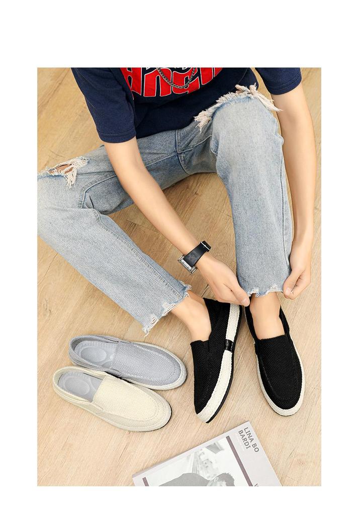 Men's Summer Canvas Slip-on Shoes - Stylish Linen Fisherman Loafers 2026