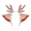 Handmade Fluffy Deer Antler Headband With Animal Ears Cosplay Anime Convention Sweet Style Hair Accessory