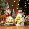 Rotating Santa Claus Music Box Multifunctional Resin Sculpture Rotating Christmas Ornament Tabletop Decoration LED Lights