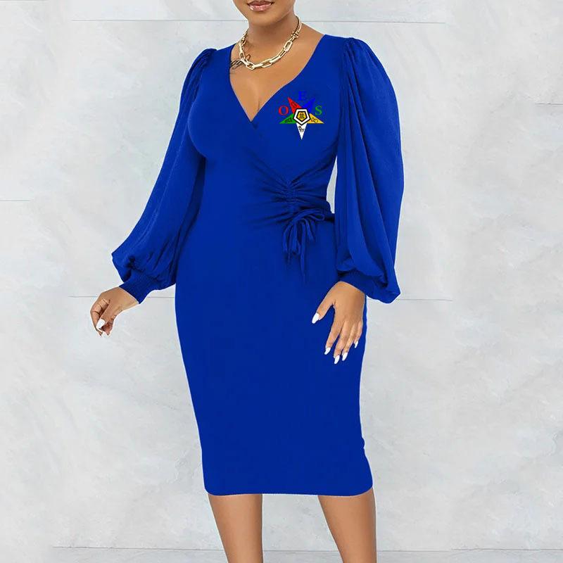 Elegancka jesienna sukienka bodycon z dekoltem w serek dla kobiet