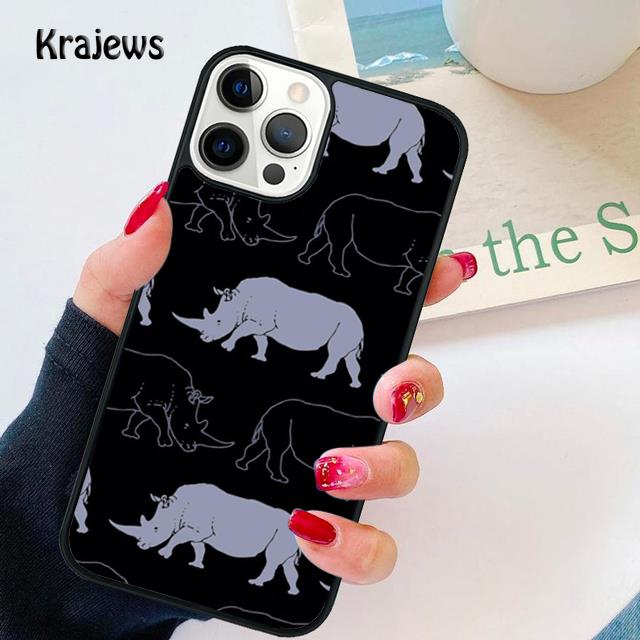 Animal Rhino Soft Phone Case For iPhone 17 Air 16 15 14 Max Plus 11 12 13 Pro Max Phone Cover coque Shell Fundas