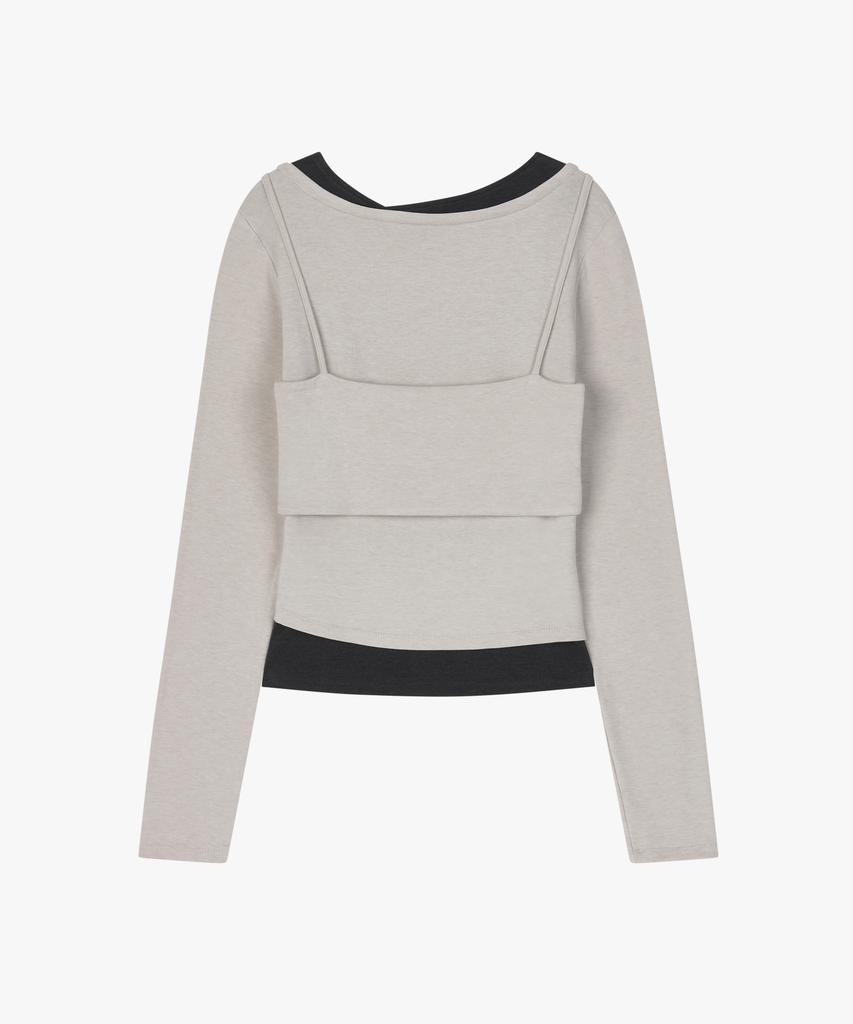 SSEUL Layered Bustier Long Sleeve Light Gray