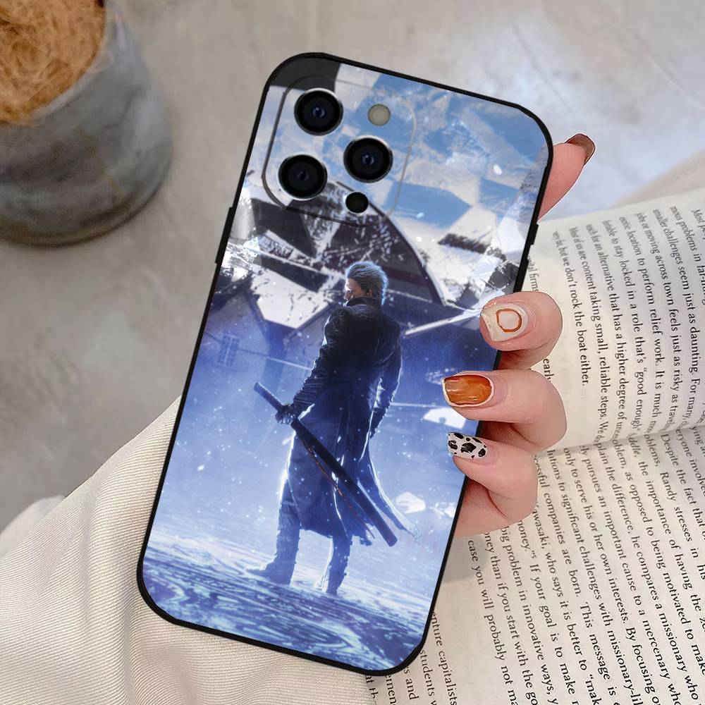 

V-Vergil Devil May C-Cry Phone Case For iPhone 17,16,15,14,13,12,11 Plus,Pro Max,XS,Soft Silicone Black Cover iPhone14Plus