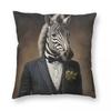 Zebra Portrait Dapper Animal Square Pillowcase Polyester Linen Velvet Pattern Zip Decorative Throw Pillow Case Home Cushion Case
