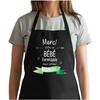 Kitchen Apron - Thank You Unforgettable Baby Woman - Black - Breton Print - Adjustable Ties