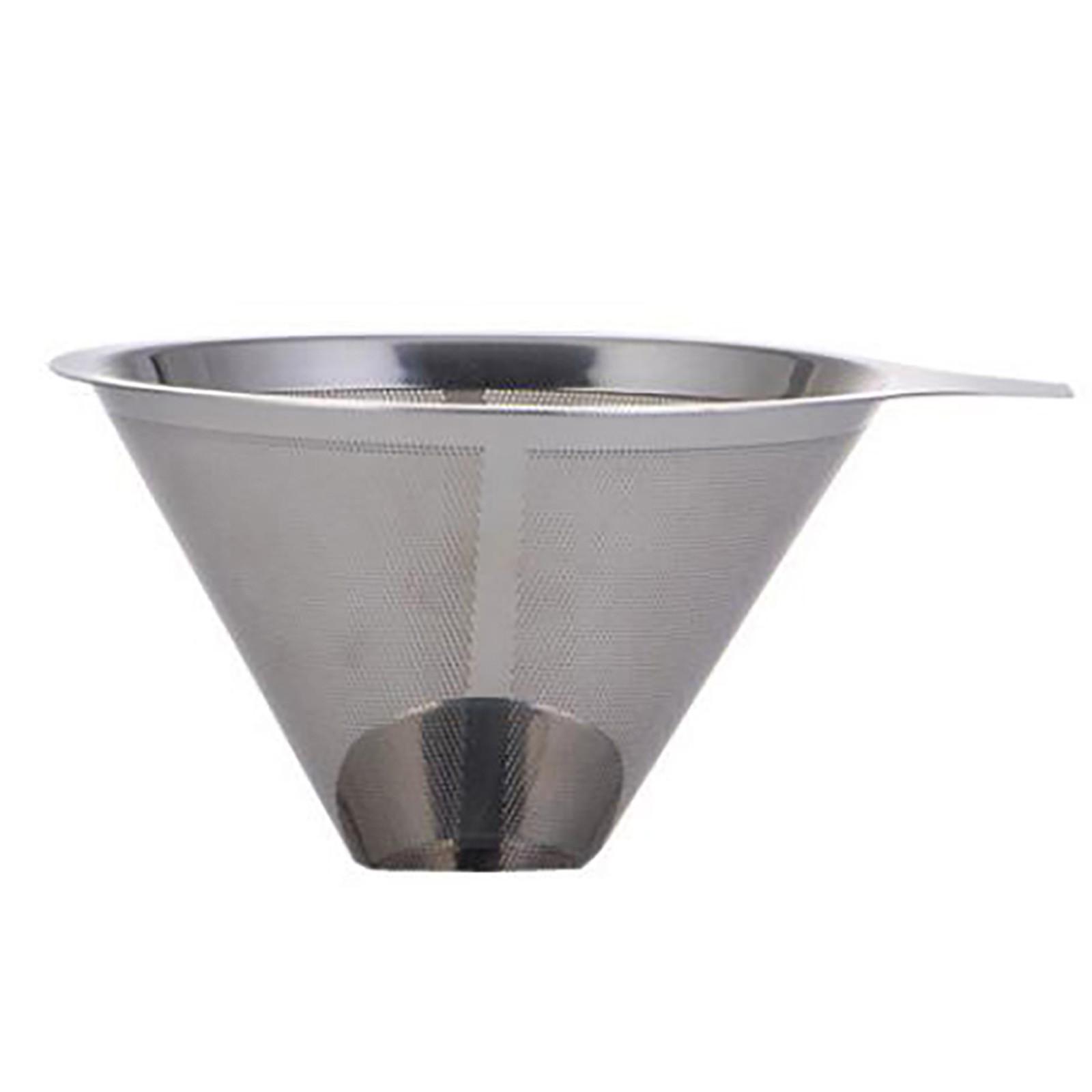 

Stainless Steel Cone Coffee Filter Reusable Fine Mesh Funnel Dripper for Manual Pour Over Brewing Compatible with Most Coffee Makers One Size