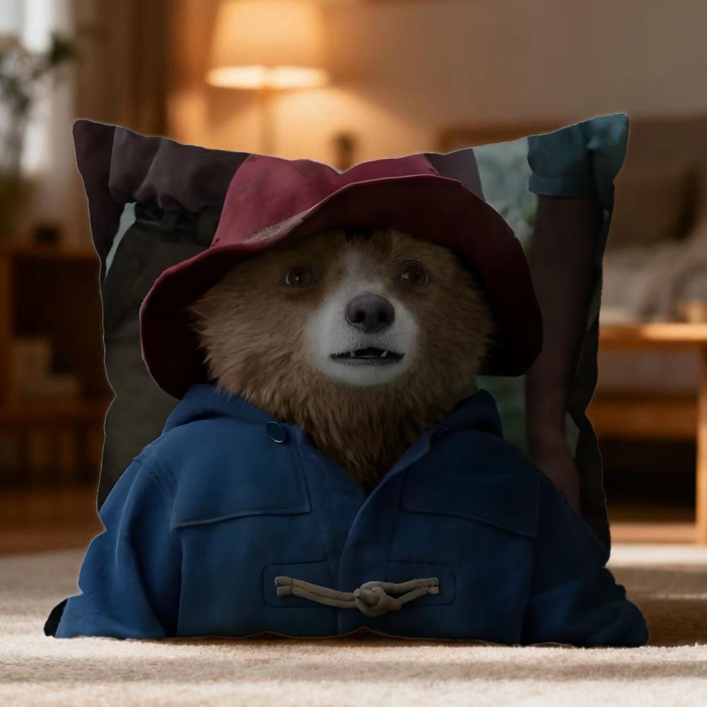 Fashion P-PPaddington Bear Cushion Cover Soft Washable Pillow Case Multi-Scene for Couch Bed Travel Office Use