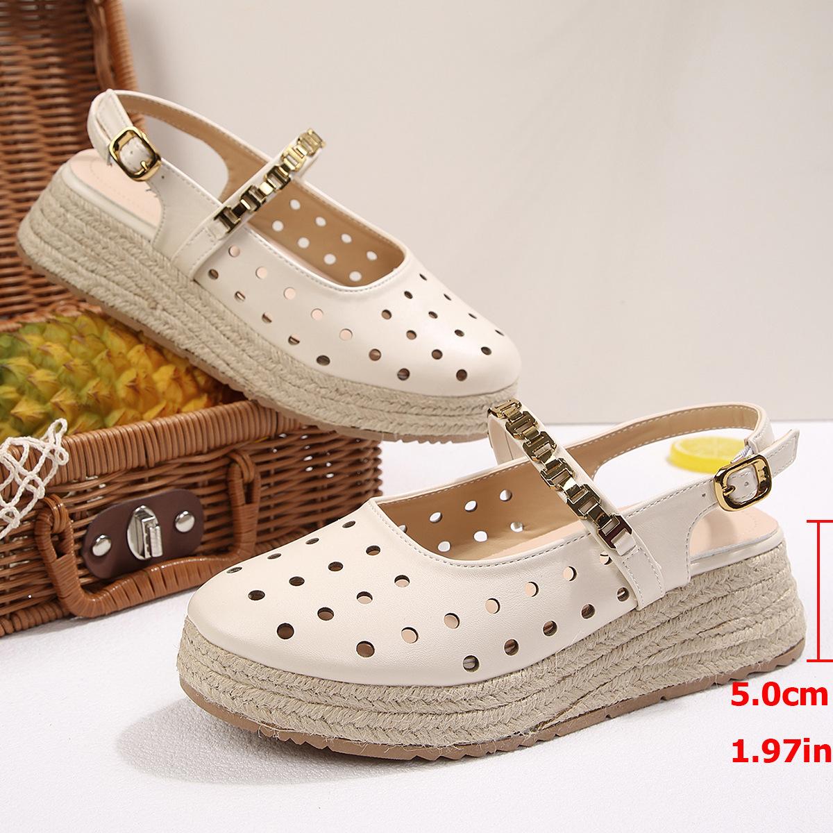 Sandals, Breathable Shoes, Women s Shoes, Platform Shoes, Thick-soled Shoes 35 бежевый