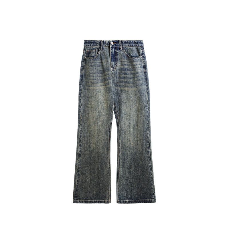 

American Street Retro Washed Micro-Pull Personality Jeans Washed Blue X L