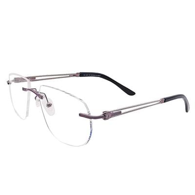 RSINC Rimless Metal Frame Eyeglass Spectacle Optical For Men And Women Modern Unisex Gun Black 12757J 02 53-17-138 | IB -11 Blue OC Gun Black C2