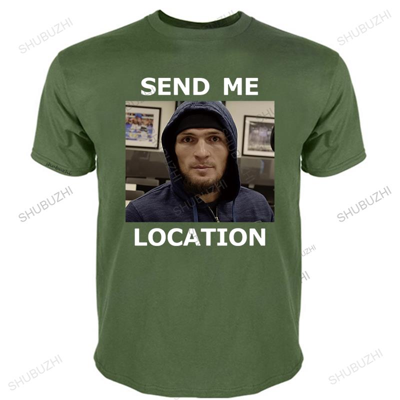 Pánská trička Khabib Nurmagomedov Pošli mi polohu Vtipné tričko Krátký rukáv Trička s kulatým výstřihem Oblečení Bavlněné topy větší velikost