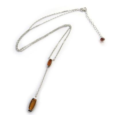 [N2821] - Stříbrný náhrdelník 'Inspirace' Jantar (rhodiovaný) - 55x6 mm