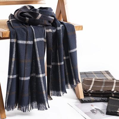 European and American Plaid Scarf Women's Fashion Commuting Imitation Cashmere Simple Versatile Shawl Warm Scarf Winter