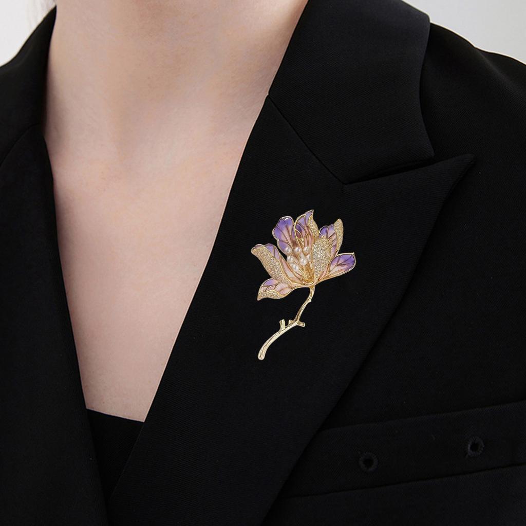 Graceful Alloy and Enamel Crabapple Brooch Pin for Women Fashionable Corsage Jewelry Accessory for Dresses and Bags