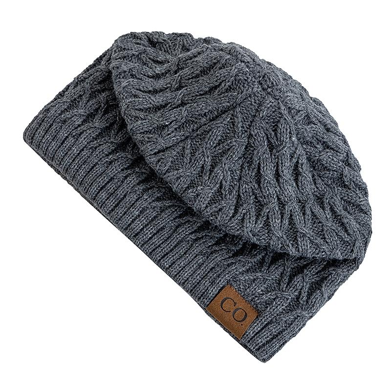 New Style Unisex Winter Hats Plush Fur Lined Men Women Warm Beanie Cap Casual CO Label Winter Ski Knitted Hats
