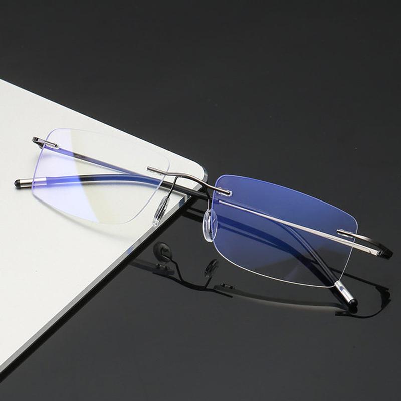 Man Rimless Reading Glasses Women Blue Light Blocking Read Glasses Hd Lenses Presbyopic Eyewear Frameless Presbyopia Eyeglasses