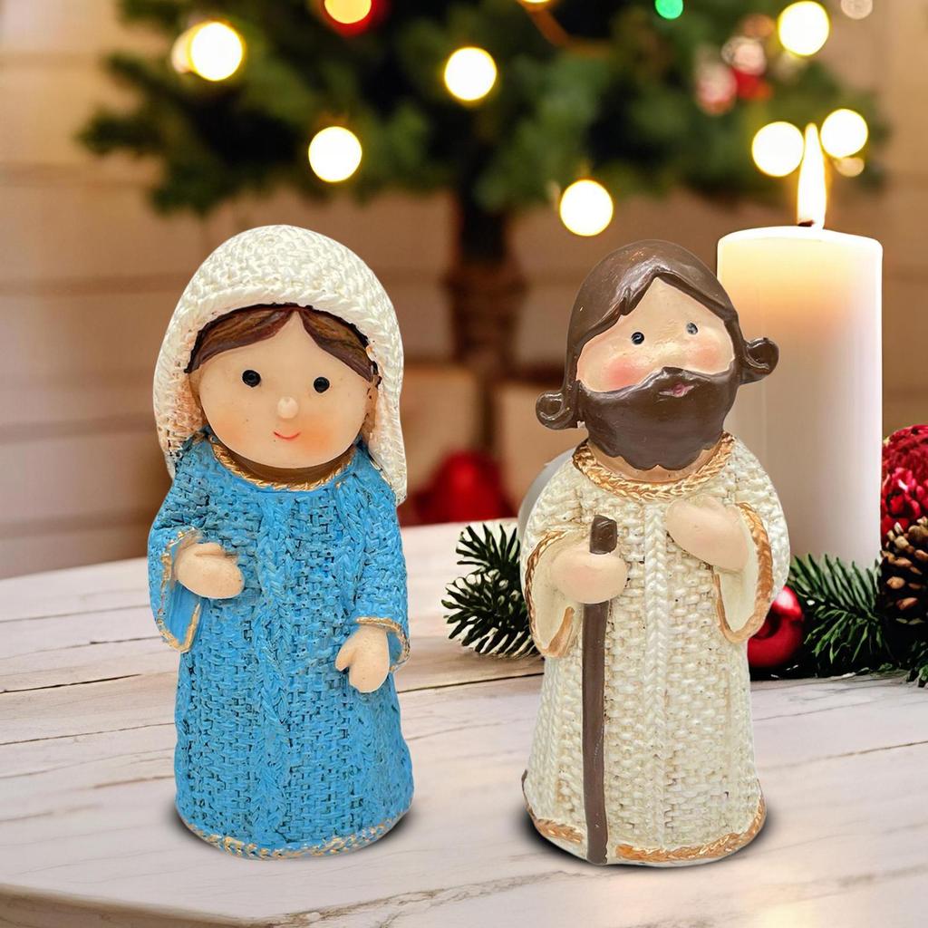 Jesus Figurine Jesus Desk Decor And Mary Figurine Kit Resin Religious Sculpture Collectible Decoration For Living Room Bedroom