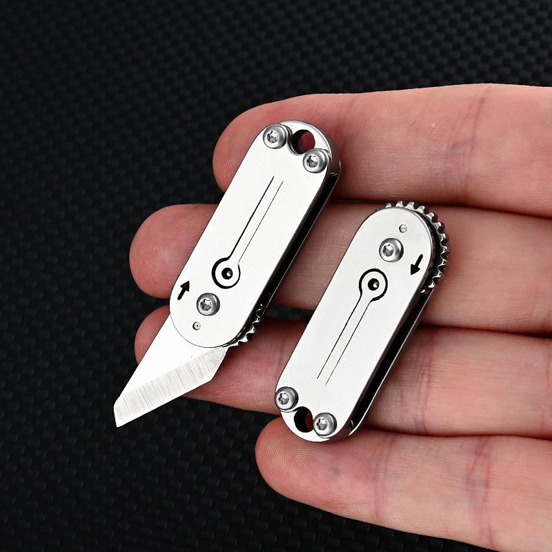 New Creative Mini Stainless Steel Folding Knife Pocket Thin Light Keychain Knives Sharper Fruit Pencil Unboxing Portable EDC Too