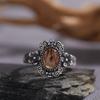 S925 Sterling Silver Inlaid With Natural Tiger Eye Black Gold Label Blue Gold Color Baotai Silver Ring Women'S Retro Personalized Open Ring