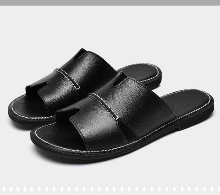 2024 Summer Trendy Plus Size Men's Genuine Leather Flip-Flops: Casual Beach Sandals in Sizes 45-47