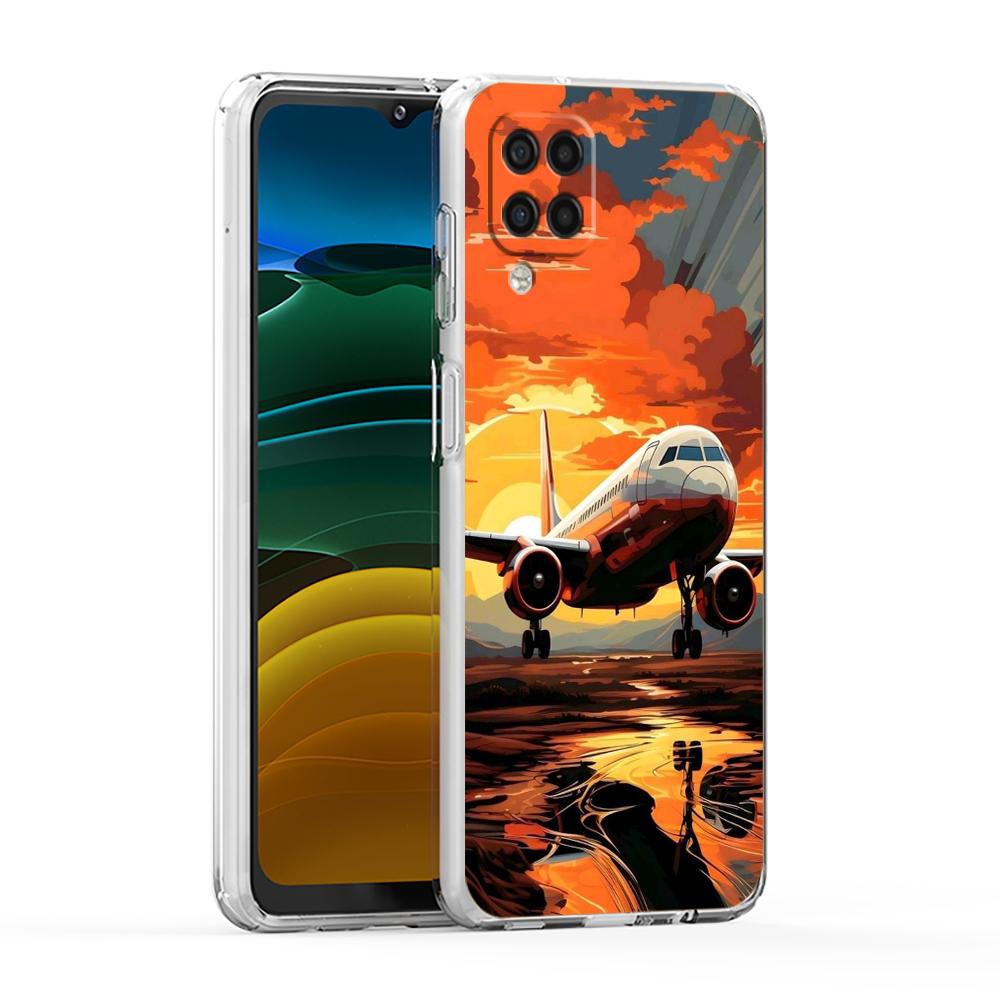 Soft TPU for Samsung Galaxy A13,A15,A22,A23,A25,A31,A32,A33,A35,A41,A51,A52,A53,A05,5G Transparent Phone Case Sky Jet Fighter