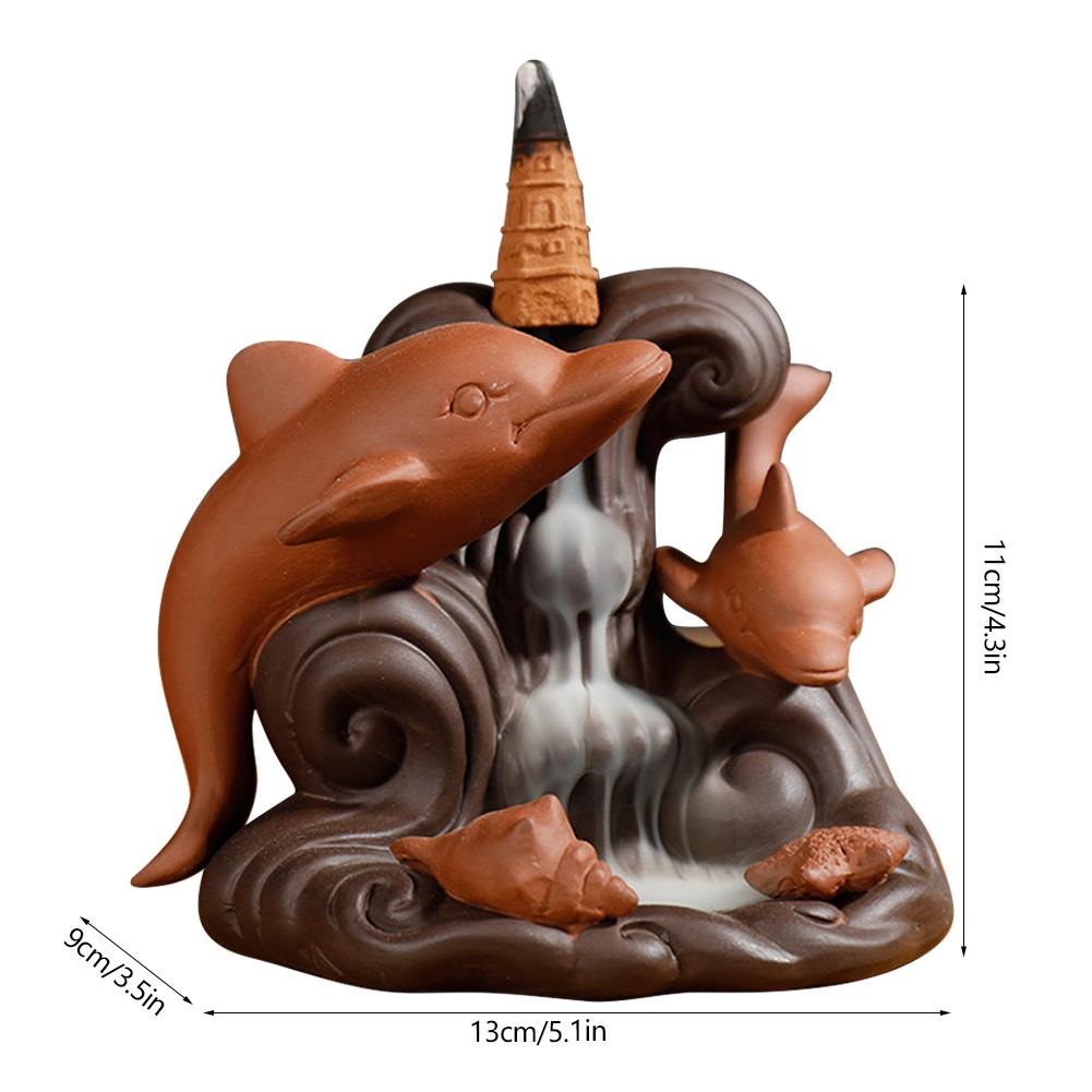 Ornamentaler Rückfluss-Räuchergefäß Räucherstäbchenhalter Heimschmuck mit Delfindekor