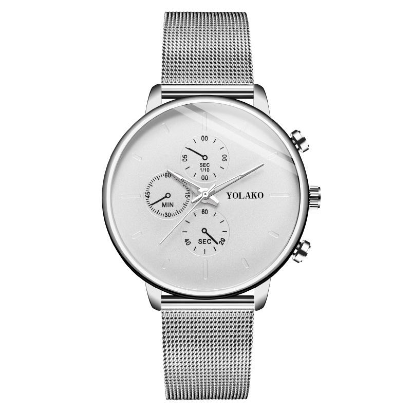 Популярные модные мужские часы с тремя глазами, кварцевые часы Milan мужские с сетчатым ремнем