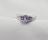 925 Sterling Silver Amethyst Cut Oval Ring, Minimalist Leaf Detail Jewelry