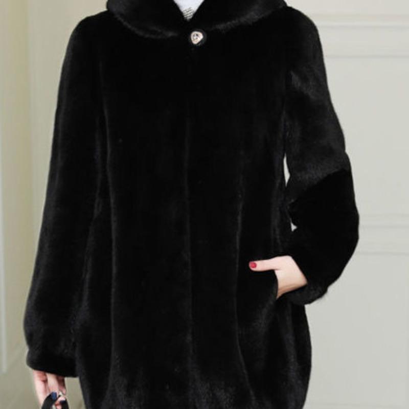 Hooded imitation fur jacket imitation mink velvet women's imitation mink coat winter new thickened thermal cotton coat women