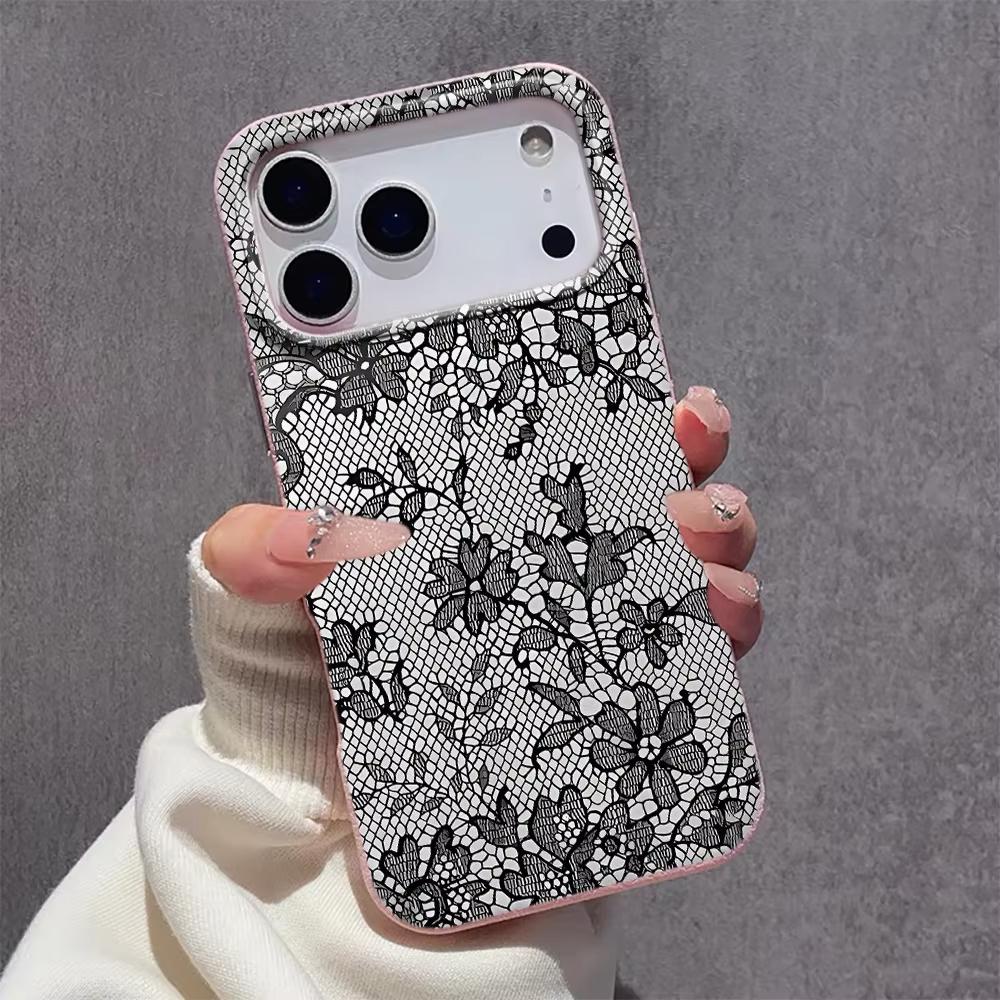Lace Style Cool Girl Phone Case For iPhone 17 Pro Max 16 Pro 15 14 11 13 12 11 16E 17Air XR XS Lychee Textur Soft Cover
