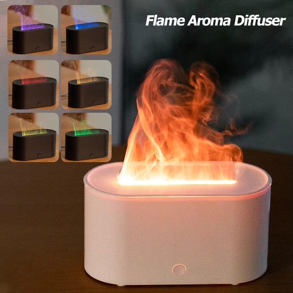 130ml Capacity Ultrasonic Flame Humidifier Colorful Light Atomization Diffuser  Bedroom Use