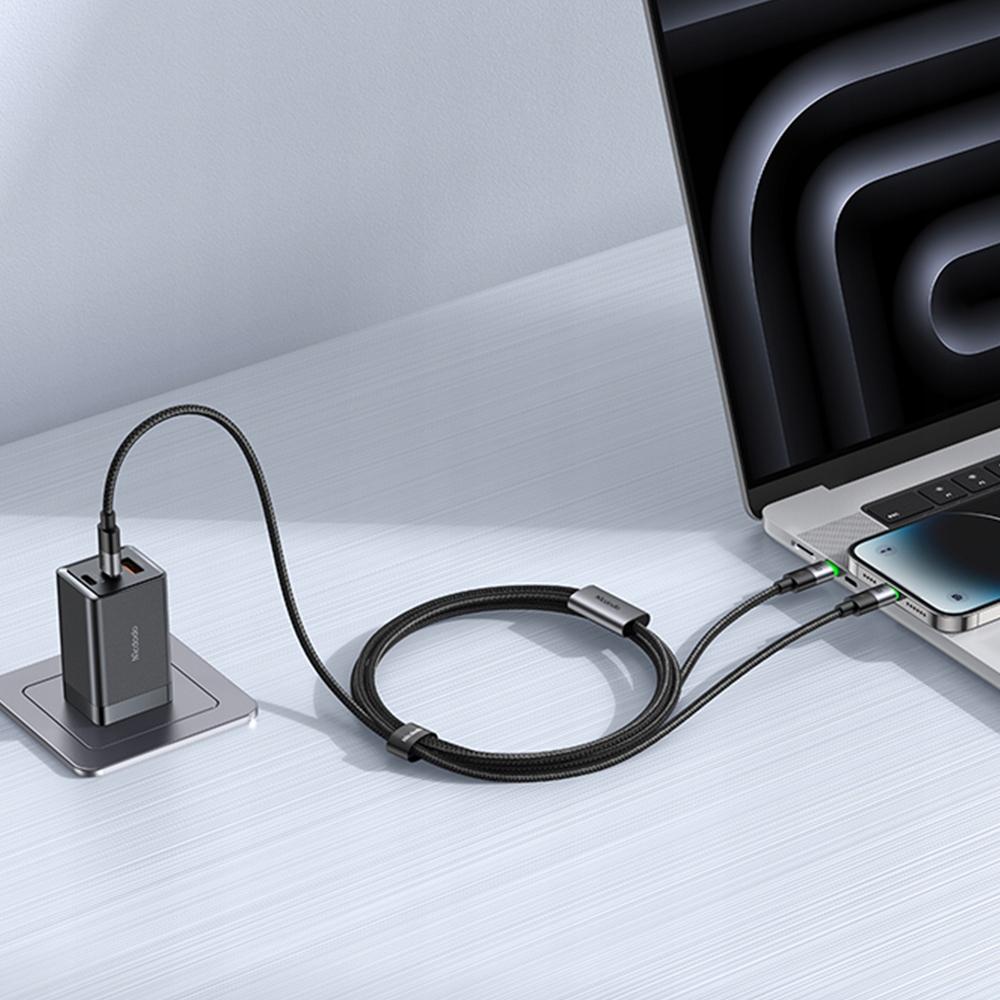 Mcdodo Usb-C 2In1 Fast Charging Cable For Iphone 14 Macbook Led 100W 2M
