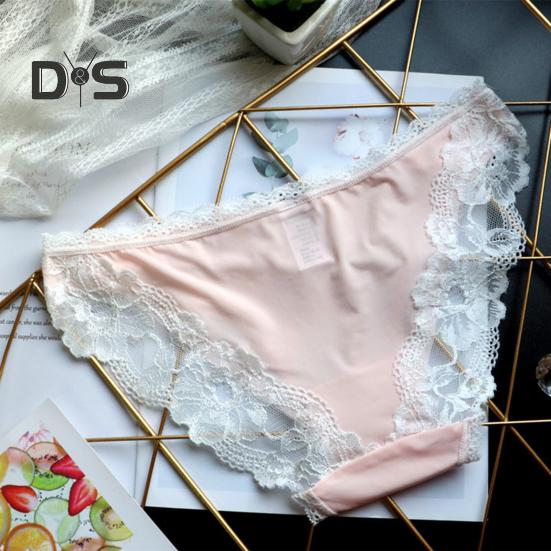 Damen-Unterwäsche aus Eisseide, sexy, niedrige Taille, Spitzenhöschen, nahtlos, unsichtbar, atmungsaktiv, Stretch-Unterhose