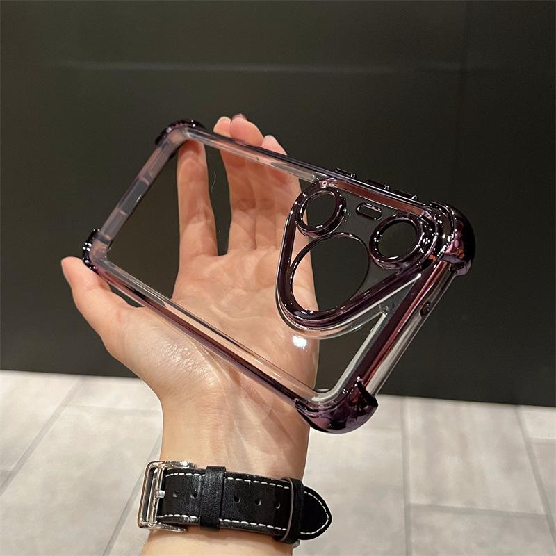 Applicable To vivoX300 Mobile Phone Case, Transparent Electroplated Silicone Y500 Four-corner Airbag Anti-drop Cover 35Y78S19 All-inclusive