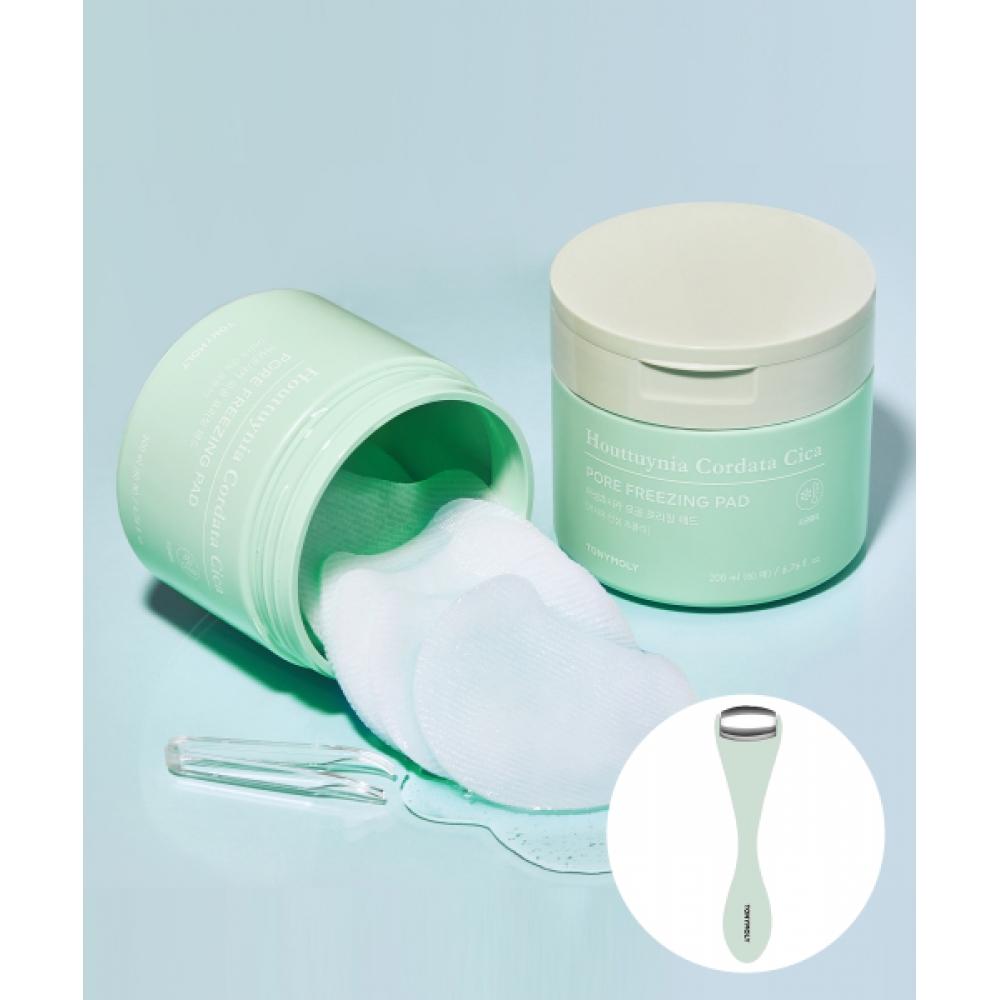 Tonymoly [2 Pack] Houttuychoushika Pore Freezing Pad  60 Sheets 2  +free Roller Cooling Stick FREE