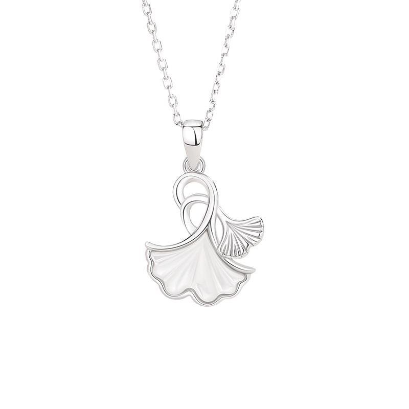Tichia 999 Sterling Silver Apricot Shell Necklace: Women's Niche Design Clavicle Chain