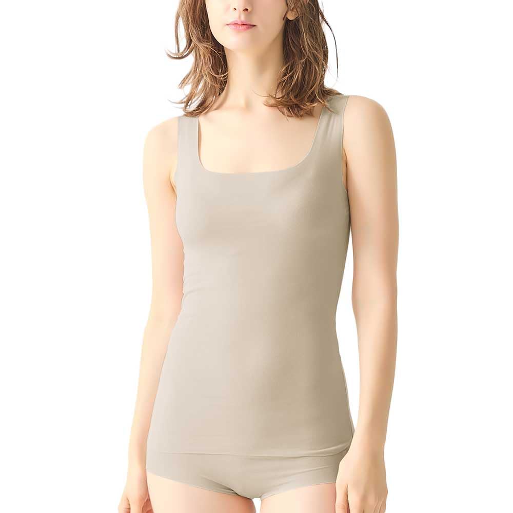 

Gunze KIREILABO Fitted Tank Top with Inner KB9258K Women s Cups, Spring/Summer Shirt, Beige, бежевый