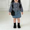 Kid's Retro Plaid Lapel Shirt, 2026 Spring/Summer Unisex Pure Cotton Casual Top