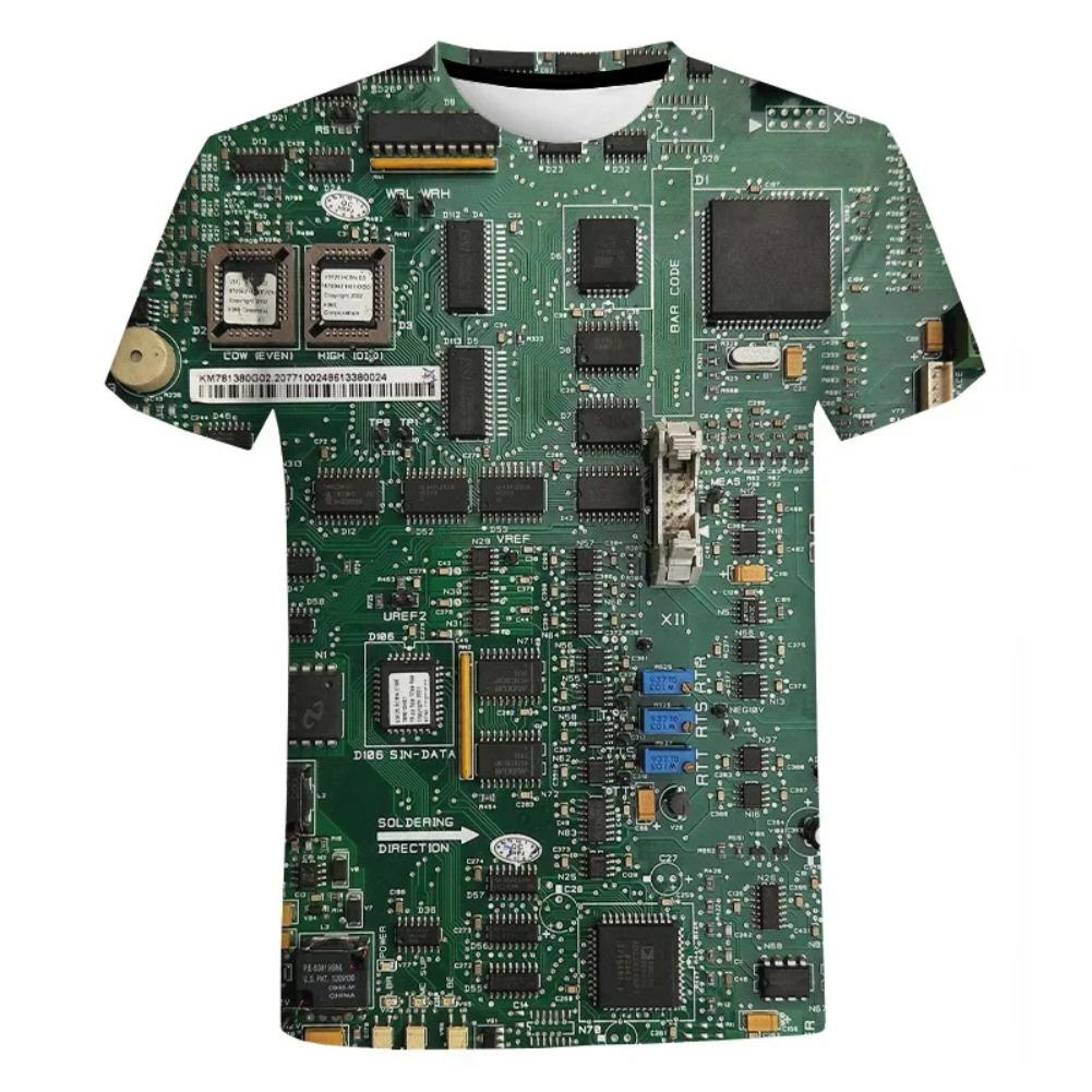 Clothing Cool Motherboard CPU Mainboard T-shirt Short Sleeve Tops Tees 3D Circuit Board Electronic Chip Graphic T Shirts for Men