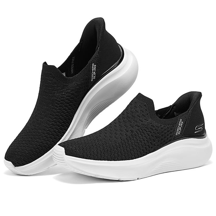 Skechers Slip-Ons Comfortable Versatile Low-Top Casual Shoes Women Sneakers Black White 117619-BLK