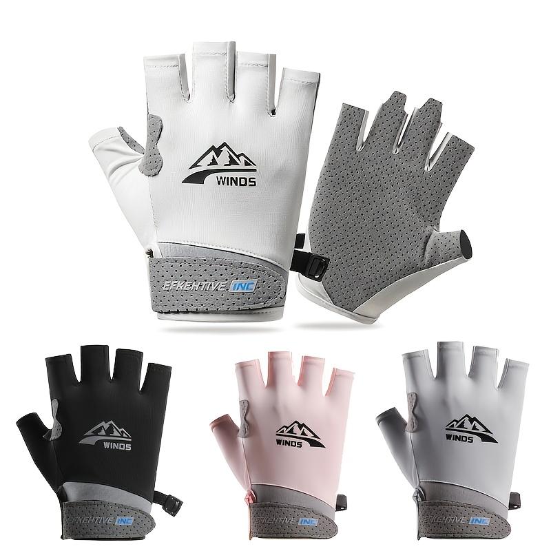 Guantes de Ciclismo de Verano Transpirables Protección UV Medio Dedo Guantes de Pesca para Hombres Mujeres, Deportes al Aire Libre Montar Conducir Guantes Solares