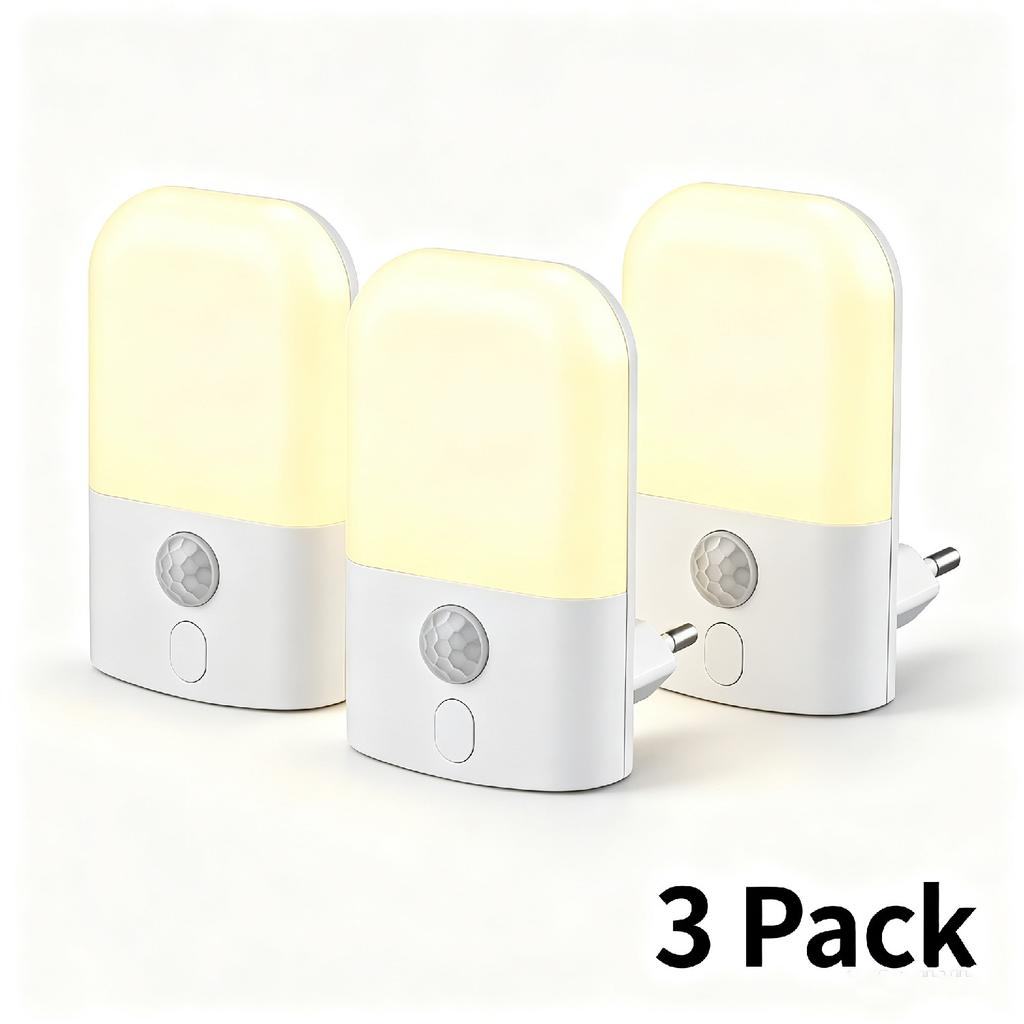 Motion Sensor Plug In Night Light, Dusk to Dawn LED Wall Night Lamp for Bathroom Kids Room