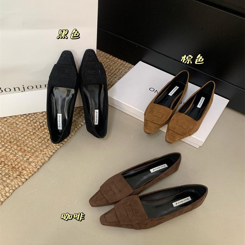 French suede pointed stiletto women's high heels spring and autumn new temperament versatile retro celebrity style commuter shoes