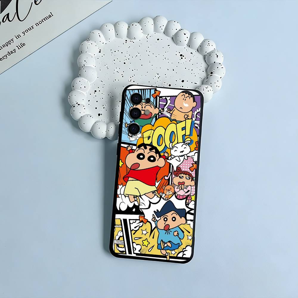 C-S-C-Crayon -Shin-chan Black Soft Silicone Phone Case for Samsung S25, S24, S21, S22, S23, S30, Ultra, S20, Plus, FE, Lite
