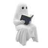 Ghost Reading Statue Resin Sitting Ghost Figurine Reading A Book