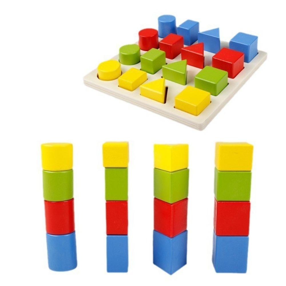 Children's Early Education Educational Wooden Toy Color Geometric Shape Puzzle Shape Building Block Matching Toy
