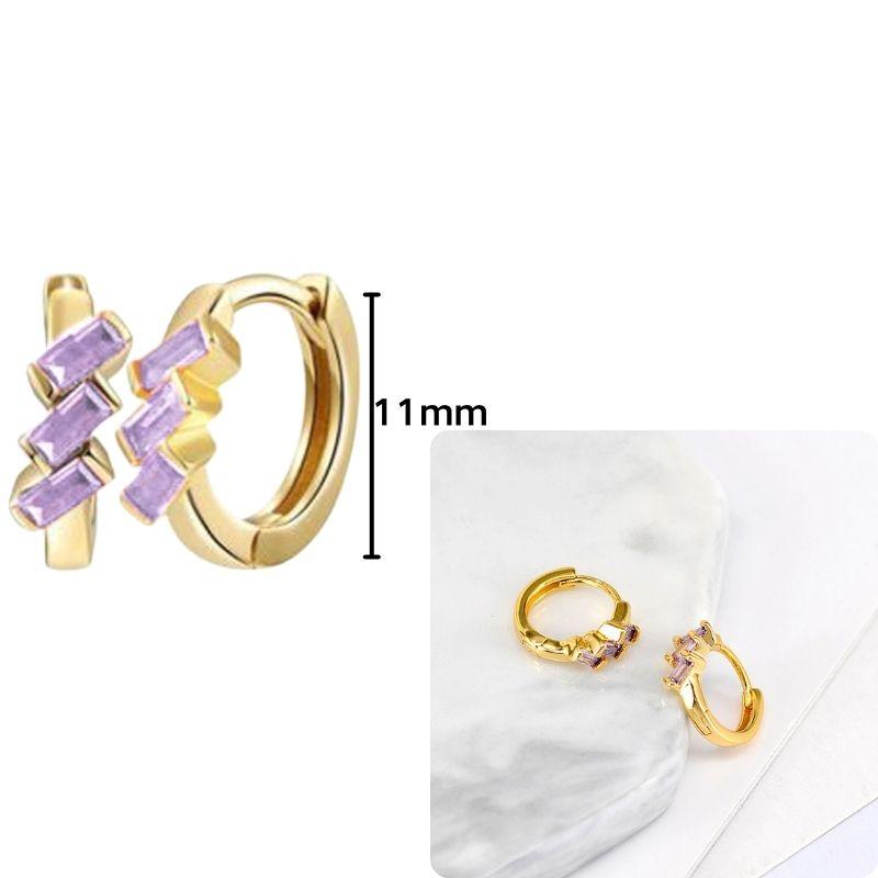 Damen 925 Silber Ohrstecker Lila Zirkon Ohrringe Creolen Lila Kristall Anhänger Ohrring Mode Hochzeits Schmuck
